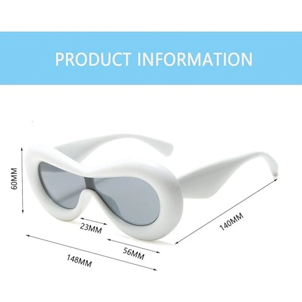 White Padded Futuristic Sunglasses Oversized Shield‎ Visor Chunky Frame Shades